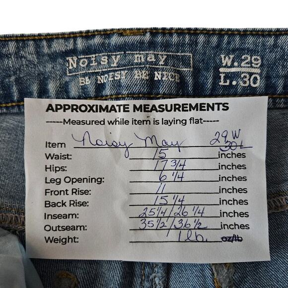 Noisy May Womens Jeans 29 High Rise Straight Leg Distressed Raw Hem Denim Chic - Picture 13 of 13